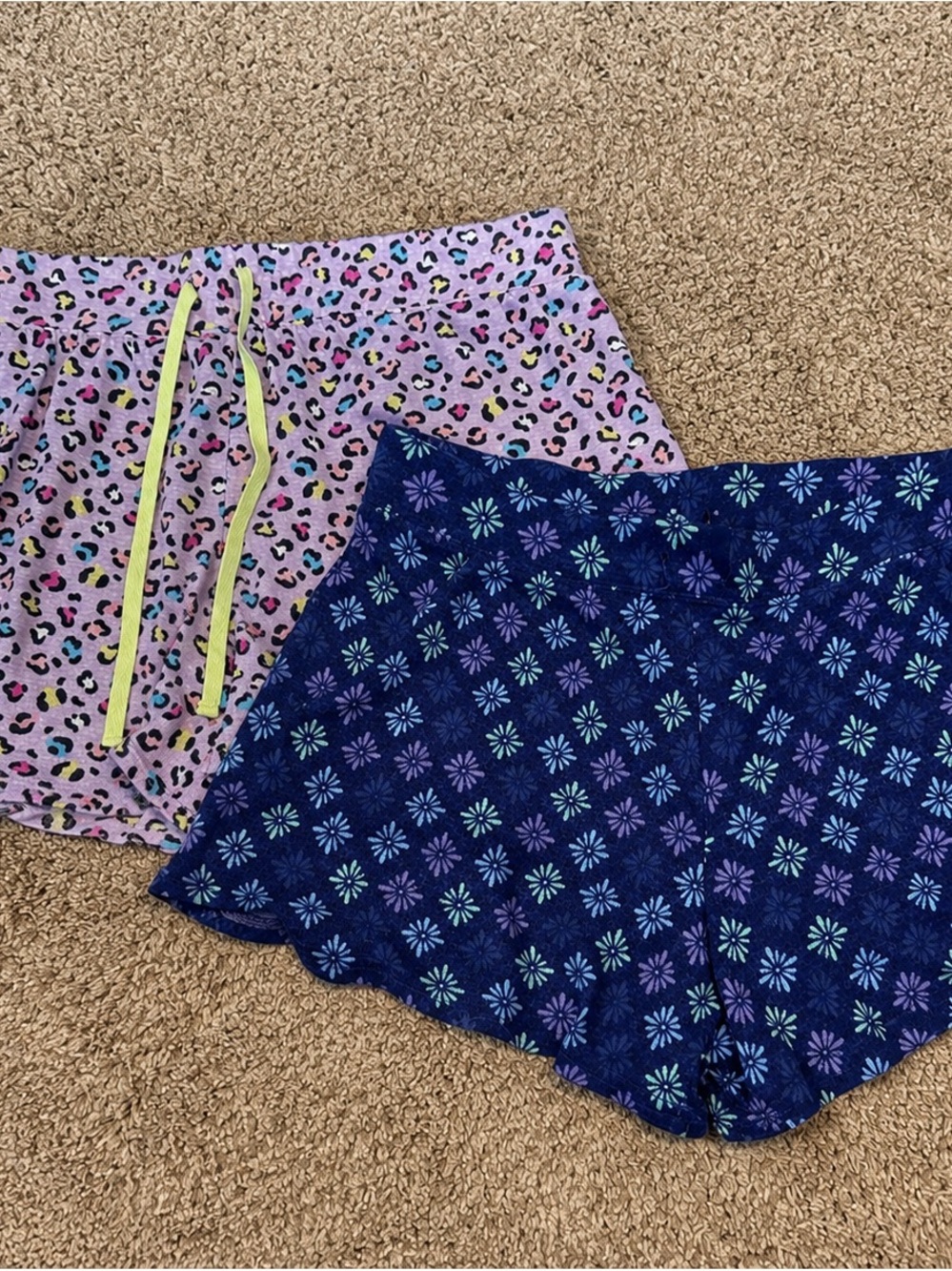 Cozy Printed Lounge Shorts Duo - Purple Leopard & Navy Floral